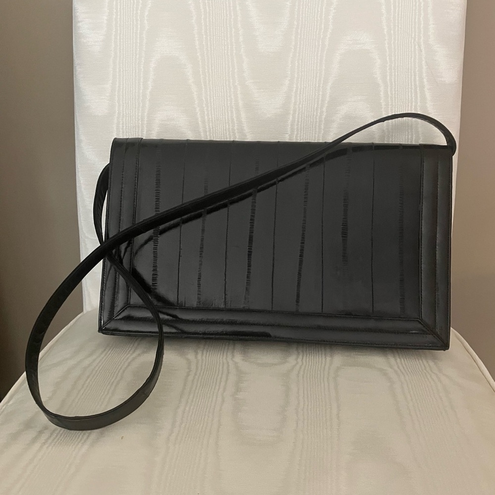 Eel Skin Black Envelope Bag